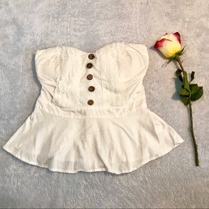 White Peplum Sleeveless Top